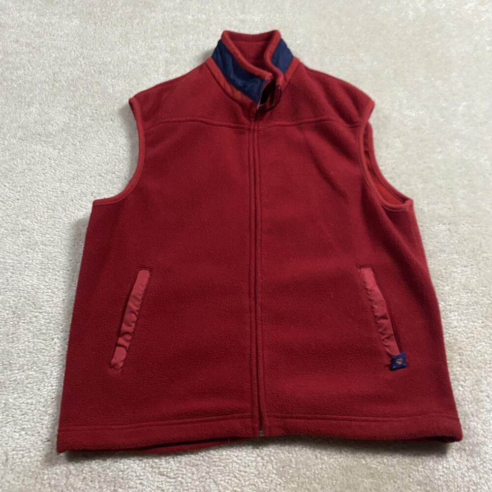 VTG Polo Golf Ralph Lauren Vest Mens M Red Fleece Full Zip Pockets Outdoor USA